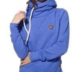 NAKETANO Women's Blue Hooded Sweatshirt Made in Turkey - Size S?